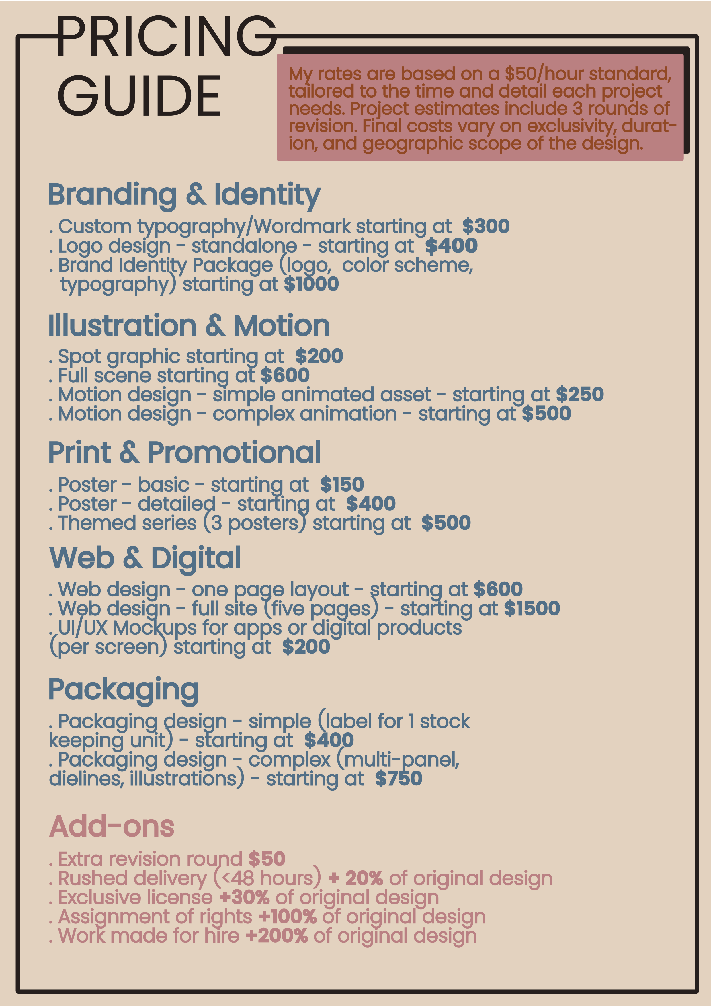 Pricing guide